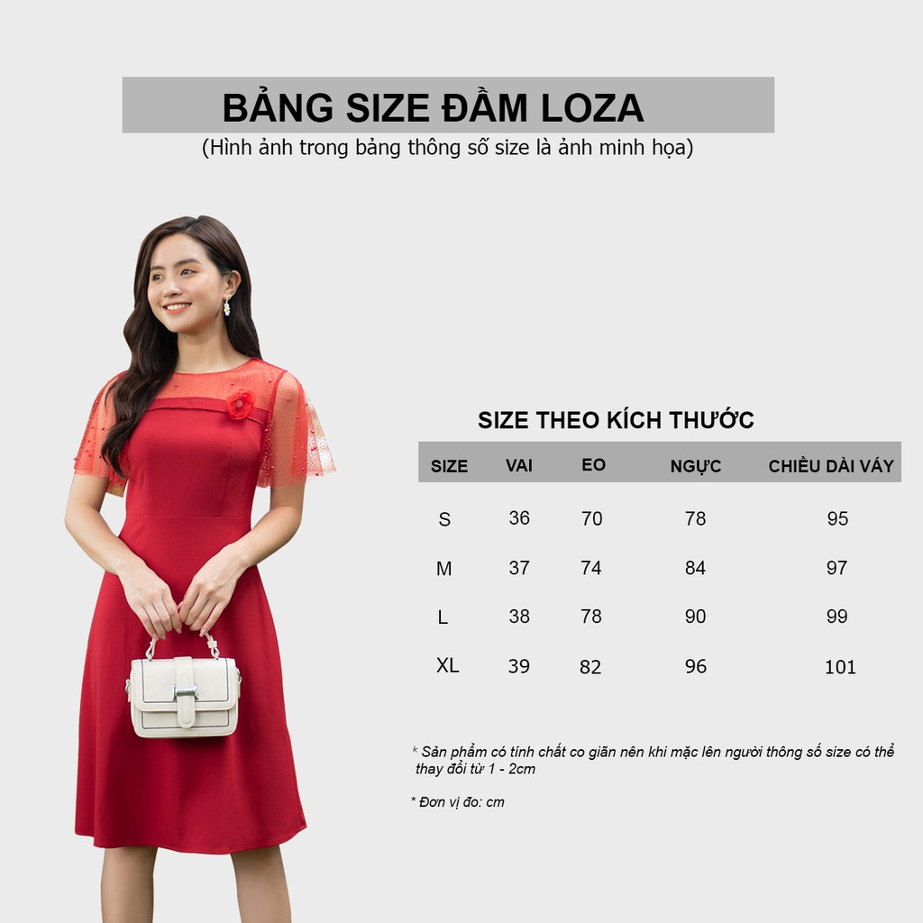 Đầm dáng xòe LOZA họa tiết hoa nhí cổ tim - LD2480