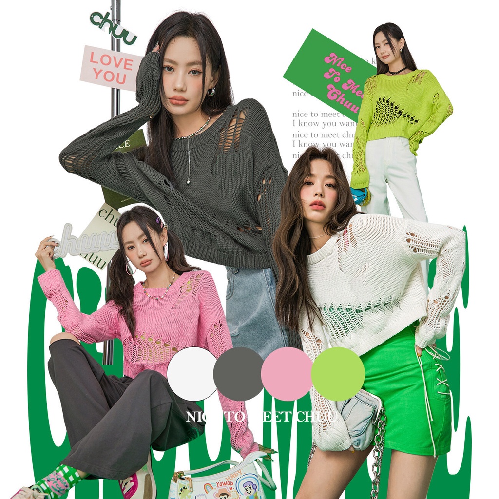 Porozi  Áo sweater  dệt kim tay dài phong cách thời trang Hàn Quốc tùy chọn màu sắc cho nữ