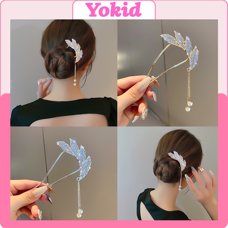 Kẹp tóc kim loại chữ U đính đá tạo kiểu tóc xoăn cho nữ KT18