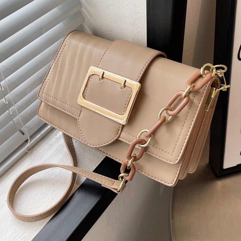 Túi Đeo Vai Hình Vuông Cỡ Nhỏ Phối Dây Xích Thời Trang Cho Nữ