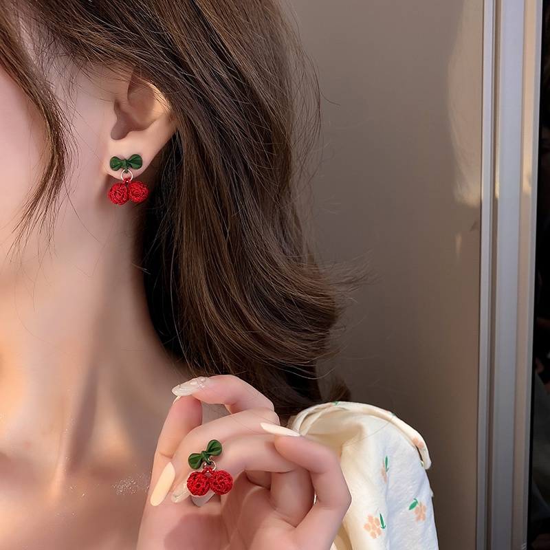 Bông Tai Hình Quả Cherry Đỏ Thời Trang 2022 Dành Cho Nữ