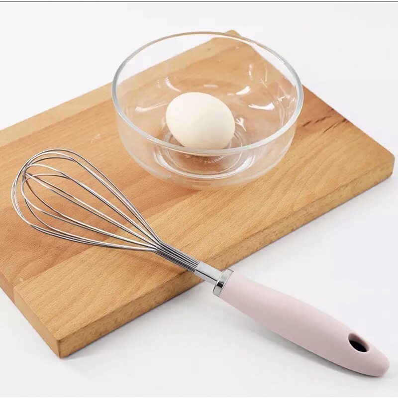 Phới lồng inox đánh trứng cán nhựa màu hồng 32cm