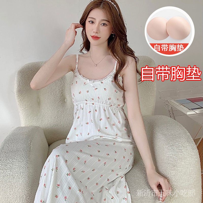 Đầm Ngủ Hai Dây Có Mút Đệm Ngực Phong Cách Mới Thời Trang Mùa Hè