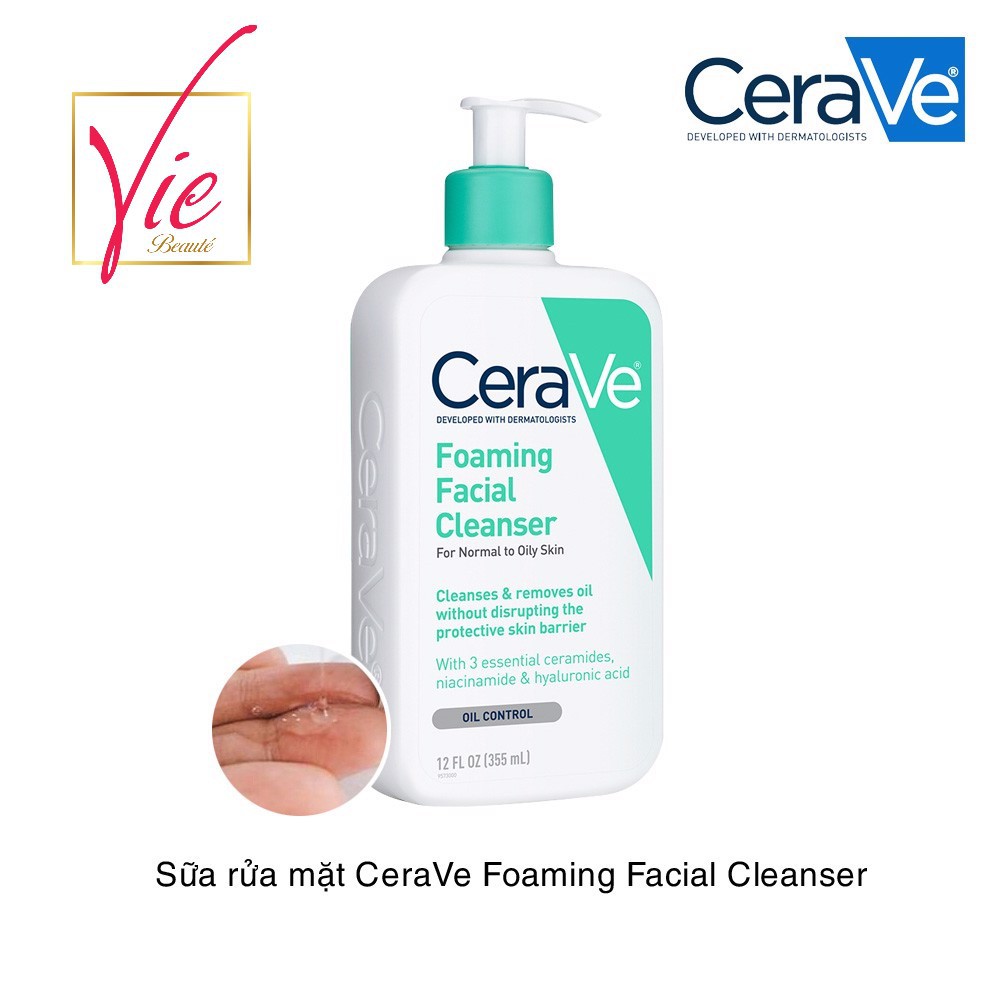 Sua rua mat Cerave foaming facial cleanser cho da dầu , sửa rửa mặt da dầu Cerave foaming facial cleanser