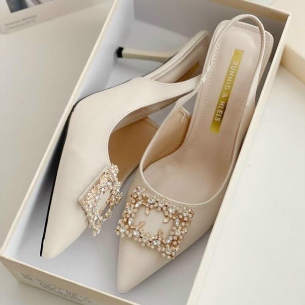 Giày cao gót hoa đá bít mũi gót nhọn 7 phân, sandal cao gót mũi nhọn 7cm Chị Đep Store mã CD33