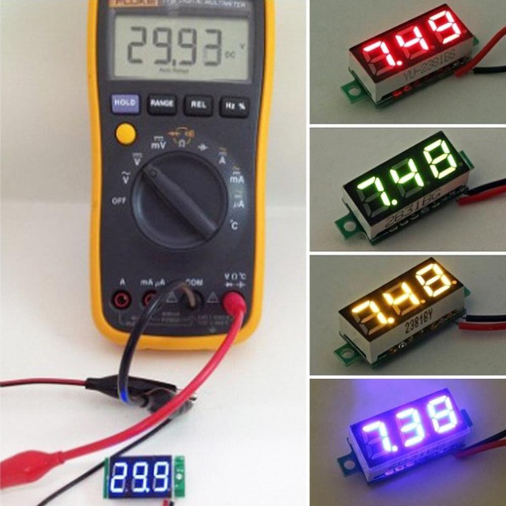 KUNHEV 1 Vôn Kế Điện Tử 2 Dây Mini Màn Hình LED Hiển Thị Vôn Kế