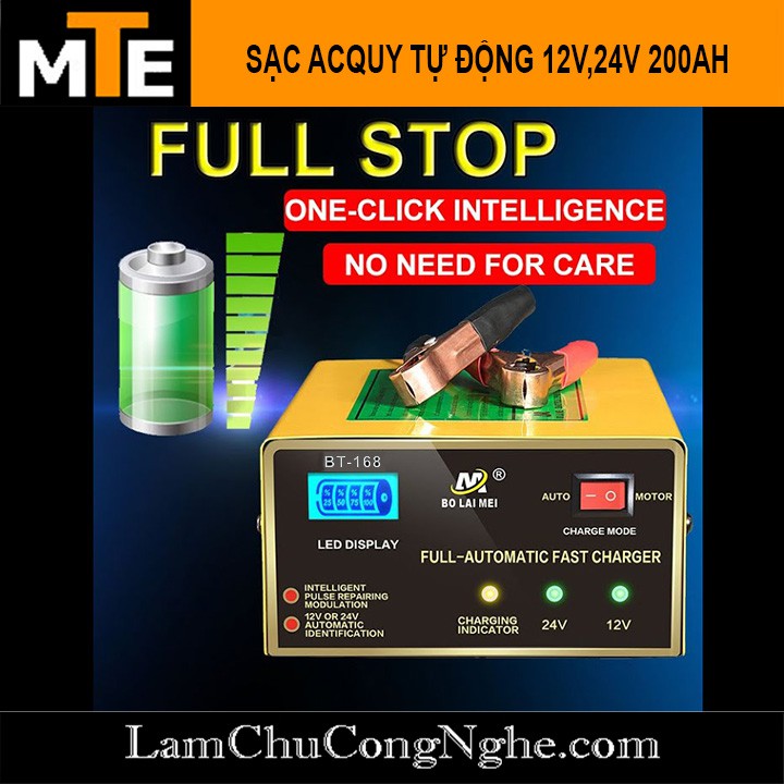 Sạc acquy tự động 12V 24V 200Ah / BT-168 (BẢN QUỐC TẾ)