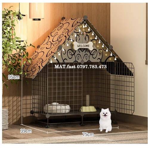 Combo chuồng chó mèo có mái lưới thép sơn tĩnh điện