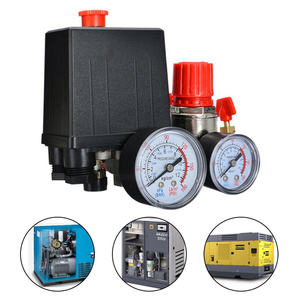 New 240V Pump Pressure Air Compressor Control Value Switch Gauge Parts Kit 12Bar ☆hengmaTimeMall