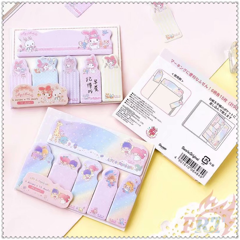 90 Tờ ✿ Ghi Chú Dính Chỉ Số Sanrio Q-2 ✿ Nhãn Dán Ghi Chú Đánh Dấu Trang Sách Hình Hello Kitty / My Melody / Gudetama / Little Twin Stars