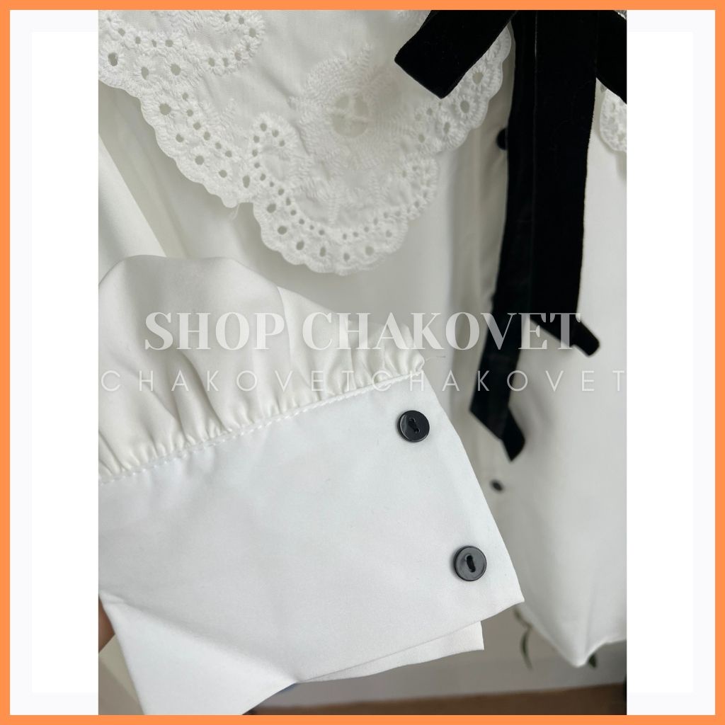 Áo sơ mi nữ tay dài họa tiết A8137, kiểu áo nữ màu trắng thiết kế cổ bèo buộc nơ dễ phối đồ mặc đi làm đi học freesize | BigBuy360 - bigbuy360.vn
