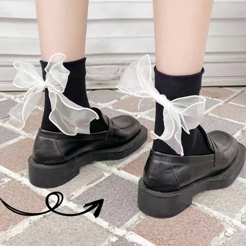 1 Đôi Tất Ngắn Đính Nơ Phong Cách Lolita Nhật Bản