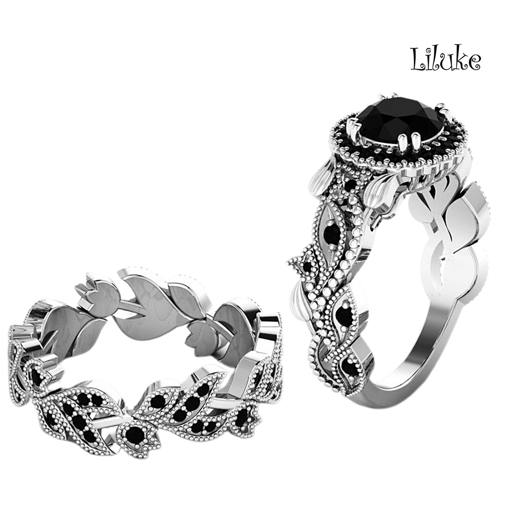 Set 2 Nhẫn Hoa Lá Đính Đá Sang Trọng