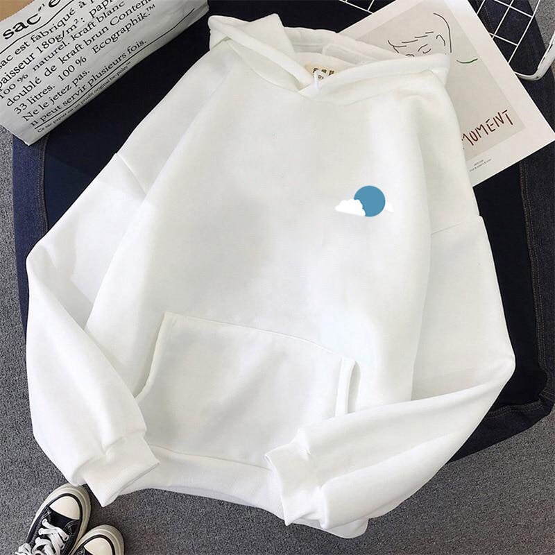 Áo Hoodie From Rộng Unisex In Hình Đám Mây Xinh Xắn , Vải Nỉ Mềm Mại Phong Cách HOT TREND BB HOODIE