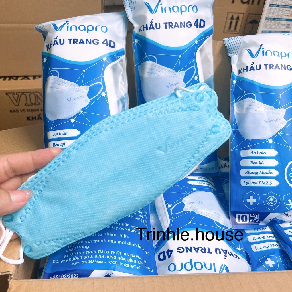 Sỉ 1 thùng 300 cái khẩu trang kf94 Vinapro màu trắng, xám, xanh, đen, hồng kháng khuẩn- tân bình