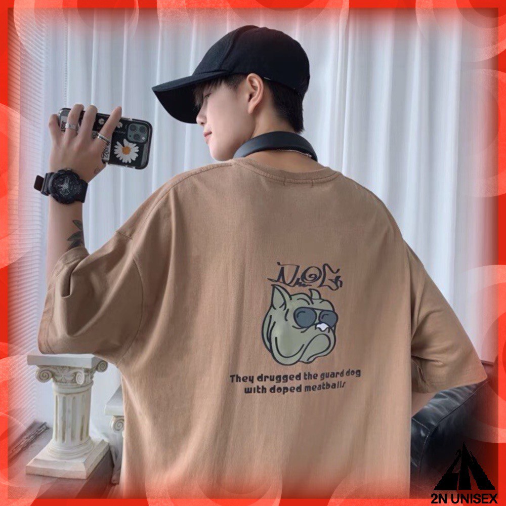 Áo thun tay lỡ form rộng - phông nam nữ cotton oversize - T shirt Chú Chó Bull - 2N Unisex