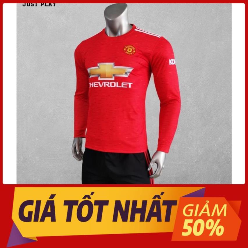 Xả Quần áo bóng đá tay dài CLB Manchester Đỏ Vải thun lạnh cao cấp Đẹp !