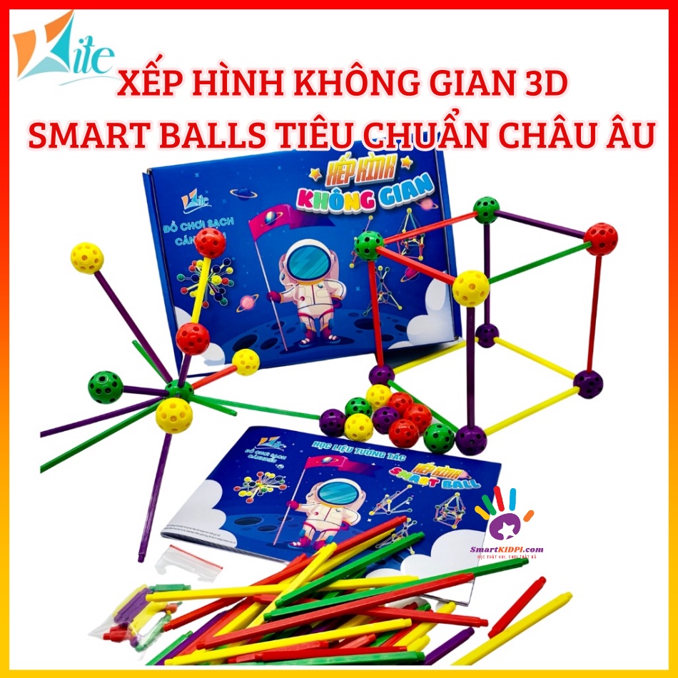 Bộ xếp hình 3D không gian Smart Balls STEAM hàng Việt chất lượng cao, TẶNG QUÀ TRỊ GIÁ 50K