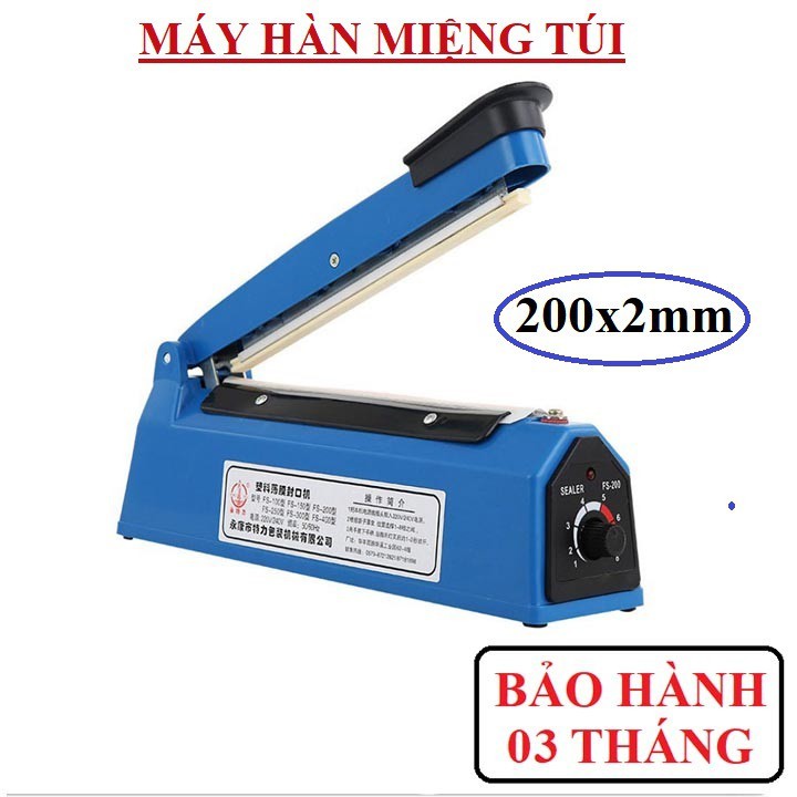 Máy Hàn Miệng Túi Dập Tay PFS - Máy hàn miệng túi nilong dập tay 20cm + 1 thanh dây hàn (Vỏ nhựa xanh)