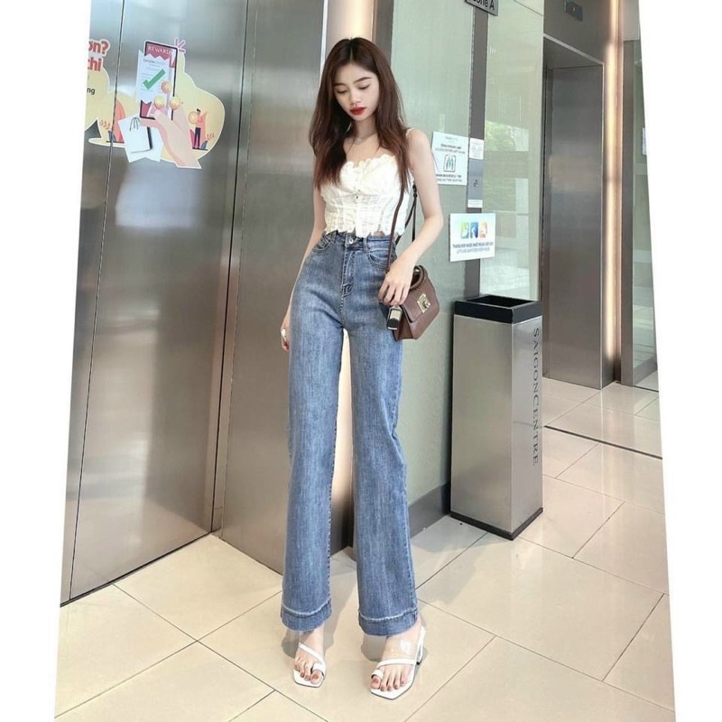 quần jean suông ống rộng bản to cho nữ