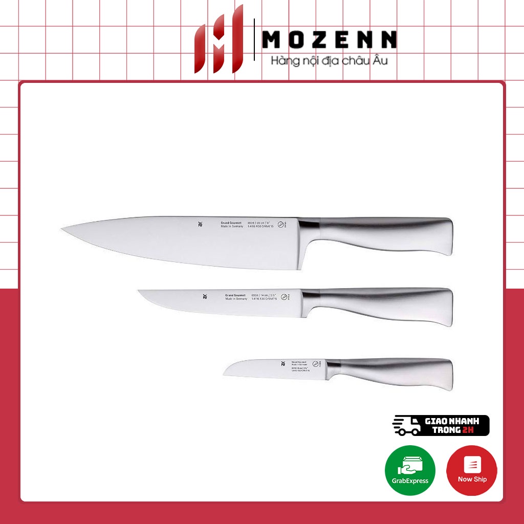 Bộ 3 dao inox WMF Grand Gourmet chất liệu thép không gỉ sáng bóng [nhập Đức chính hãng]