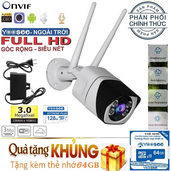 (KÈM THẺ CHUYÊN DỤNG) Camera yoosee wifi không dây s10 ,3.0 Mpx 2304P x 1296P QualHD,camera yoosee Ip,Ghi âm, ghi hình