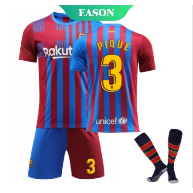 2022 Barcelona Vận Chuyển Vớ Tại Nhà Không. 10 Messi Jersey Set không. Bộ Quần Áo Đá Banh Ngắn Tay Nhanh Khô In Logo Số 21 Fati