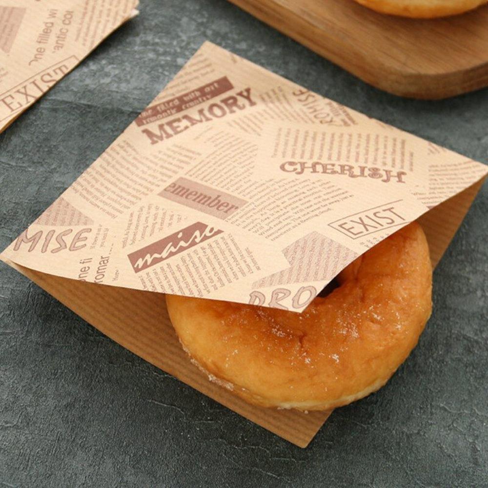 Set 100 Túi Giấy Đựng Bánh Sandwich In Chữ Tiếng Anh Xinh Xắn