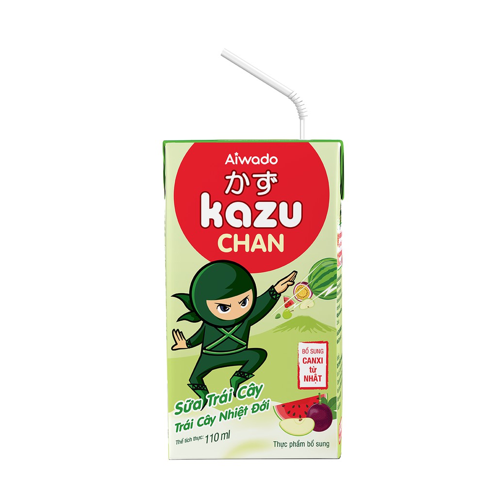 Aiwado Kazu Chan - Sữa trái cây Trái cây nhiệt đới (Thùng 48 hộp 110ml)