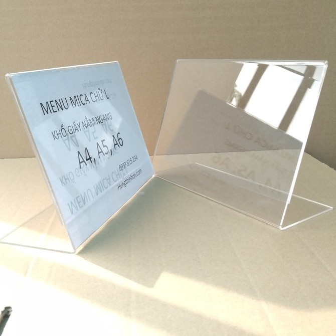 Kệ menu mica chữ L khổ giấy ngang Kích thước A5 21x15 cm _loại tốt | Shopee Việt Nam