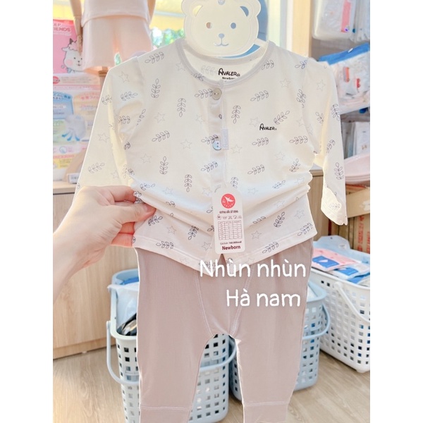 {Hà Nam/Avaler} Bộ cài thẳng dài tay hoạ tiết sợi tre Avaler size nb đến 6-9m(nhiều mẫu)