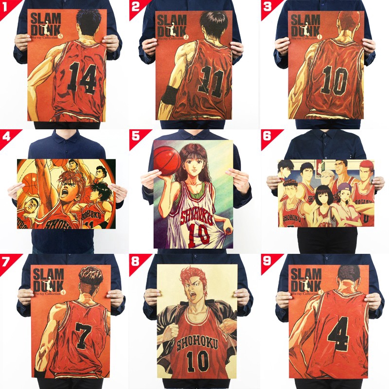Tấm poster treo trang trí phòng in hình nhân vật trong phim hoạt hình "Slam Dunk"