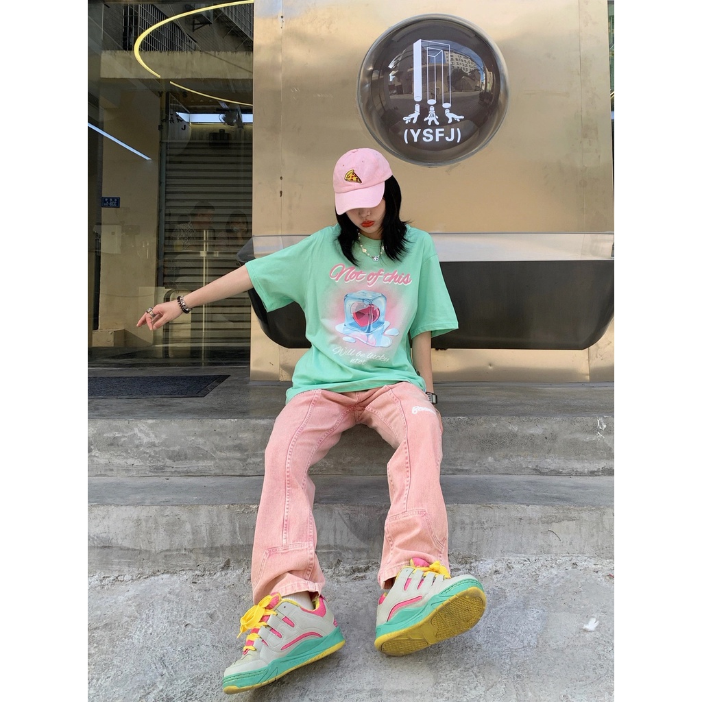 Quần jeans Lưng Cao Ống Rộng Phong Cách retro Mỹ