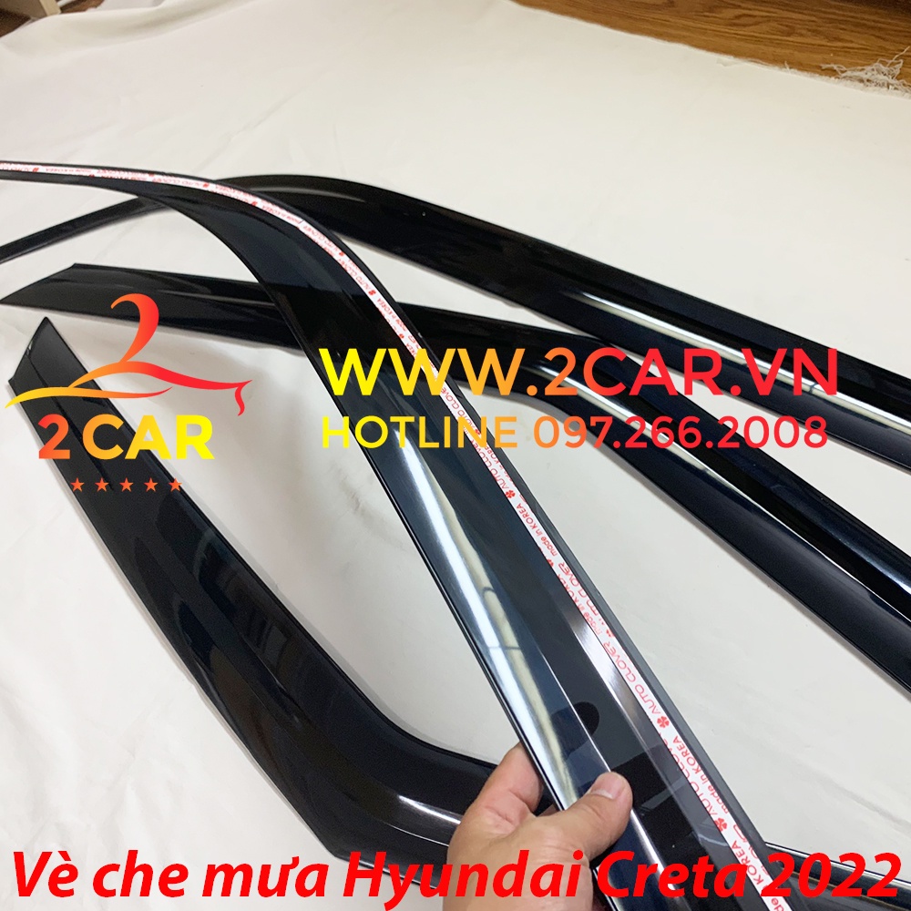Vè che mưa xe Hyundai Creta 2022 2023 nhựa đen cao cấp, viền chắn mưa Creta 2022