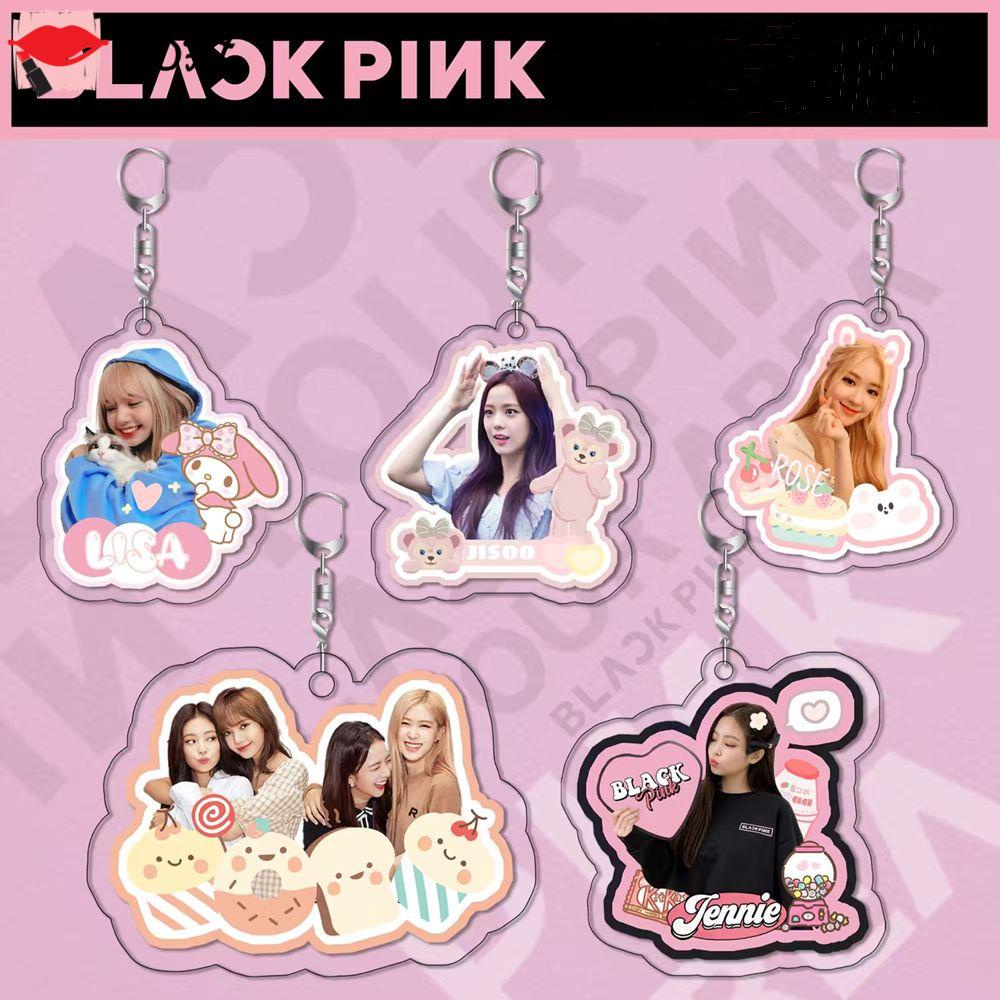 Móc khóa hai mặt làm từ acrylic trong suốt hình nhóm nhạc blackpink dễ thương