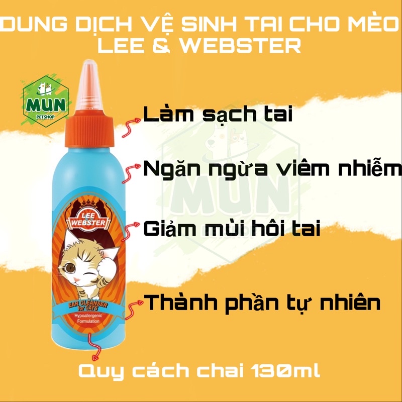 Dung dịch vệ sinh tai cho mèo Lee&webster 130ml