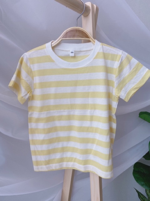 Áo Phông Kẻ Cộc Tay MUJI Cho Bé Trai Gái 1-8 Tuổi