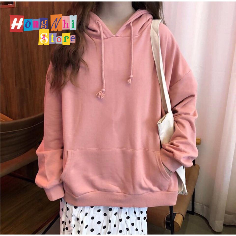 Áo Khoác Hoodie Trơn Ulzzang Unisex Màu Hồng Ruốc Chất Nỉ Bông Cao Cấp Dáng Rộng Nam Nữ - MM - Hàng mới về