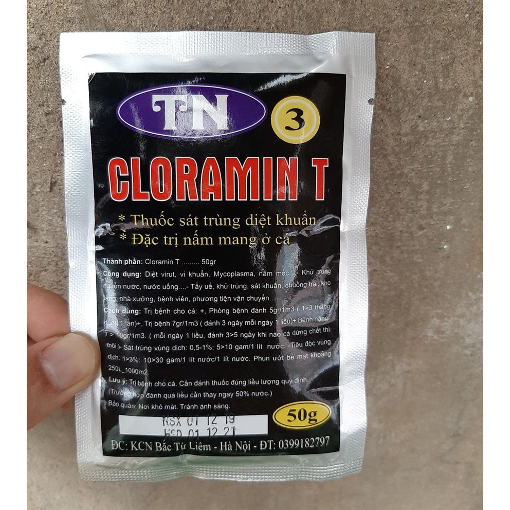 Cloramin t 50g diệt khuẩn, nấm, ký sinh trùng cho hồ cá