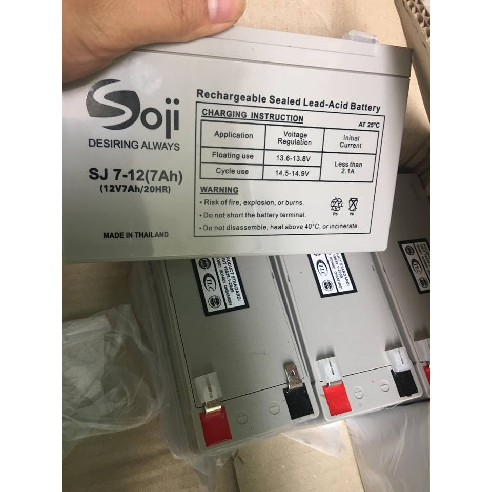 Ắc quy Soji Thái Lan 12V - 7Ah chuyên dụng cho UPS, NLMT