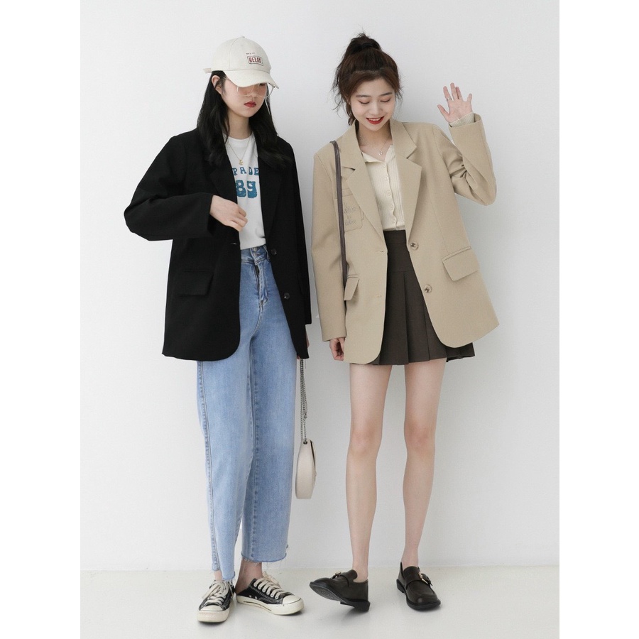 Áo Khoác Blazer Dài Tay PEONYB Nữ [FREESHIP] Vest thiết kế 2 khuy trẻ trung vintage, phong cách retro hàn quốc Ulzzang