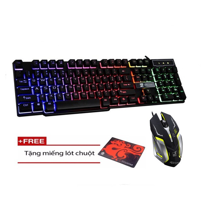 [Mã SKAMSALE03 giảm 10% đơn 200k] Bộ bàn phím giả cơ game và chuột Led 7 màu R8 1822-K1 + Tặng lót chuột