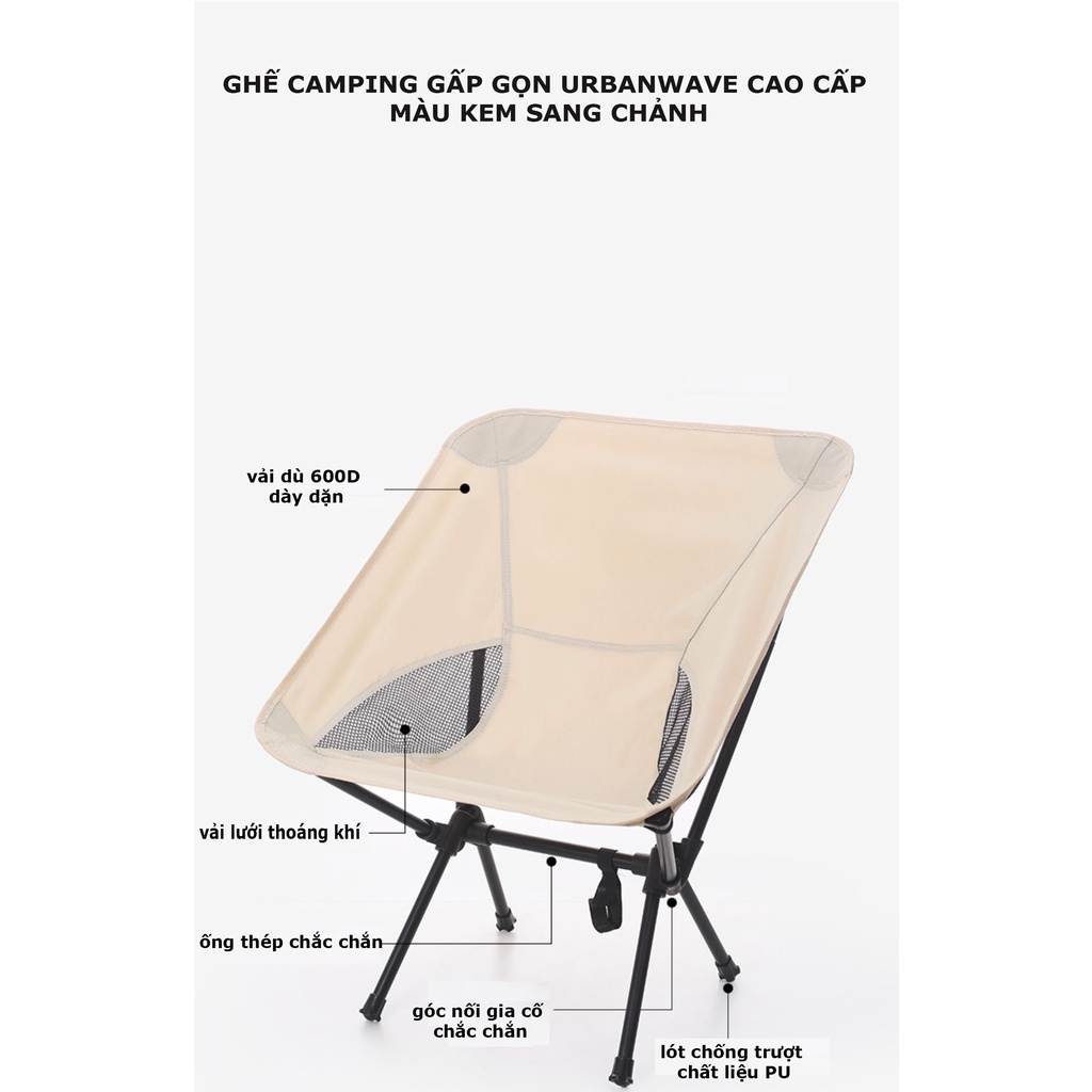 Ghế gấp gọn dã ngoại URBANWAVE chính hãng dễ dàng mang lên ô tô đi cắm trại camping picnic