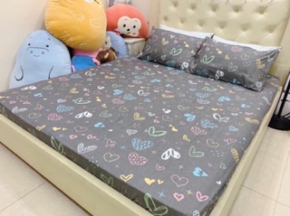 Set ga gối cotton trái tim nhỏ