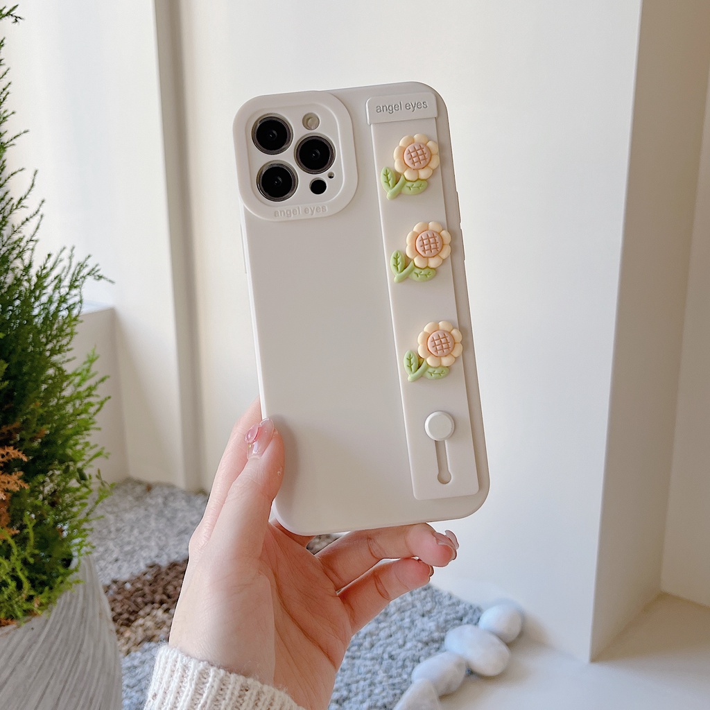 Ốp Điện Thoại Silicon Mềm Chống Sốc Họa Tiết Hoa Gắn Kèm Dây Đeo Dành Cho iPhone 13 12 11 Pro Max XR XS Max X