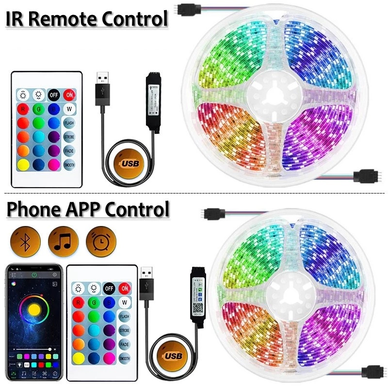 Dây Đèn LED GBKOF DC5V Kết Nối Bluetooth Điều Khiển Bằng Điện Thoại Trang Trí Phòng TV 5050