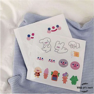 <24h Lô hàng> W&G  Sticker Dán Sổ Ghi Chú Book Mark Hình Vẽ Họa Tiết Cún Con Mặt Cười Dễ Thương