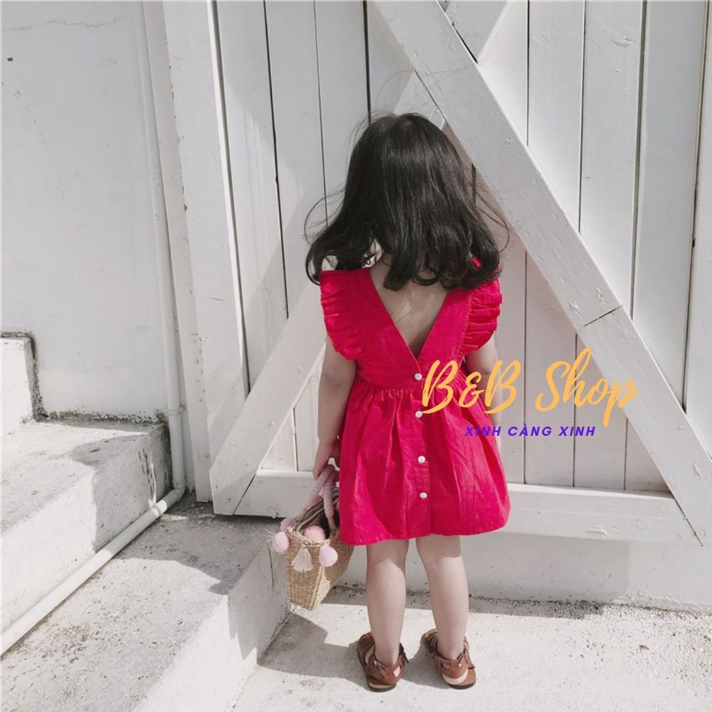 Đầm Trẻ Em Bèo Vai Cổ V  Thân Sau Váy Bé Gái Sát Nách Cực Xinh Hàng Chuẩn Cao Cấp  Bao Đổi Trả Mua Hàng Được Tặng Quà