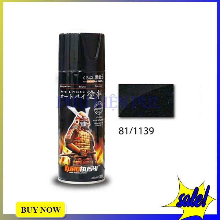 Sơn xịt xe máy đen ánh kim chính hãng Samurai 81/1139