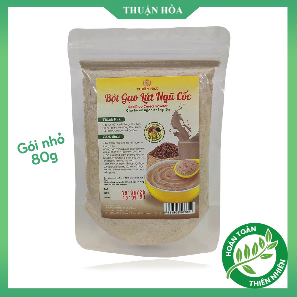 [Giá Dùng Thử] Bột Gạo Lứt Ngũ Cốc 80gr THUẬN HÒA FOOD - Thích Hợp Cho Bé Ăn Dặm Từ 6 Tháng Tuổi, Cung Cấp Dưỡng Chất